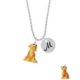 thumbnail image 2 of Delight Jewelry Resin Sitting Puppy Silvertone Script Initial Disc - M - Charm Necklace, 20"+3", 2 of 4