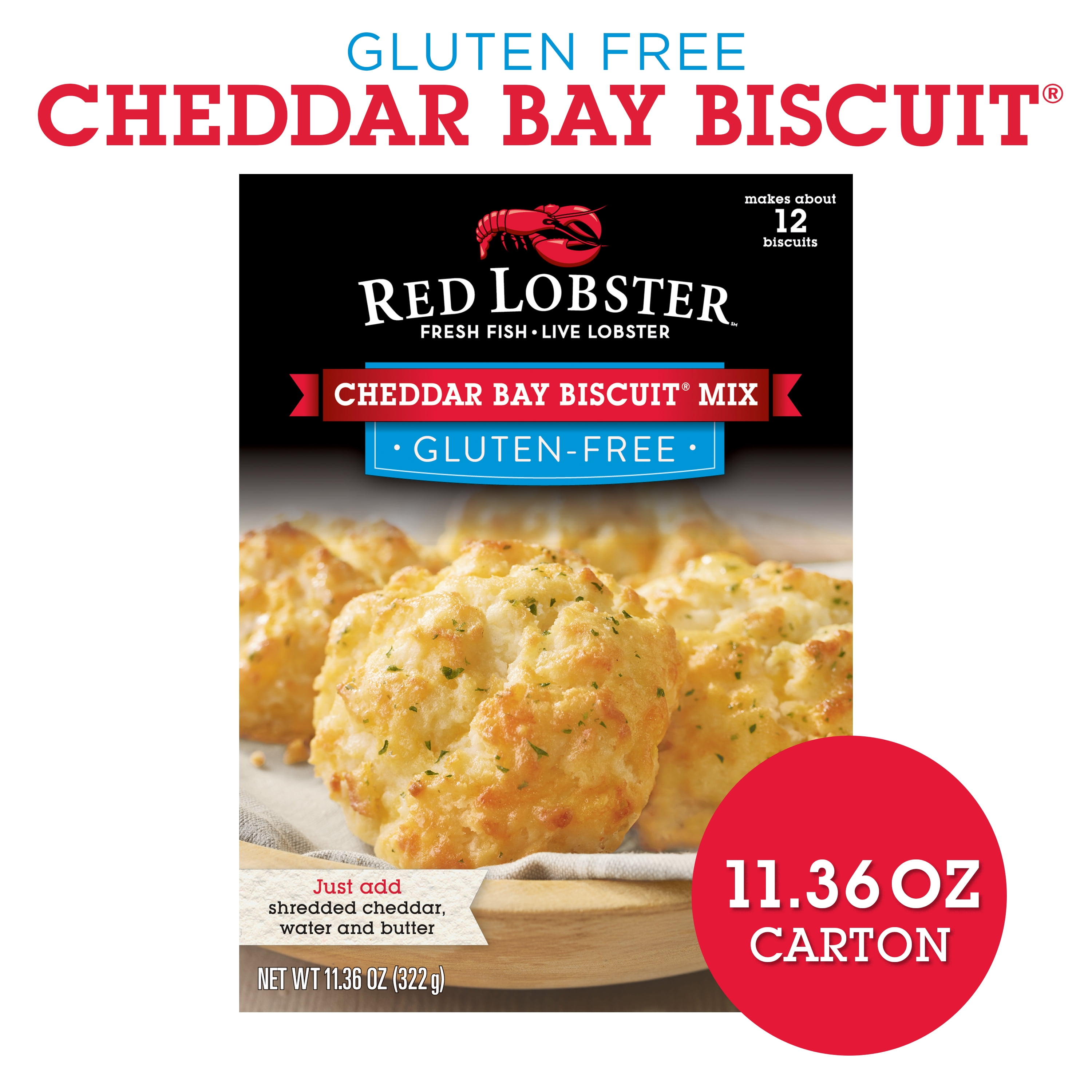 Red Lobster Cheddar Bay Biscuit Mix, Makes 10 Biscuits, 11.36 oz Box -  Walmart.com