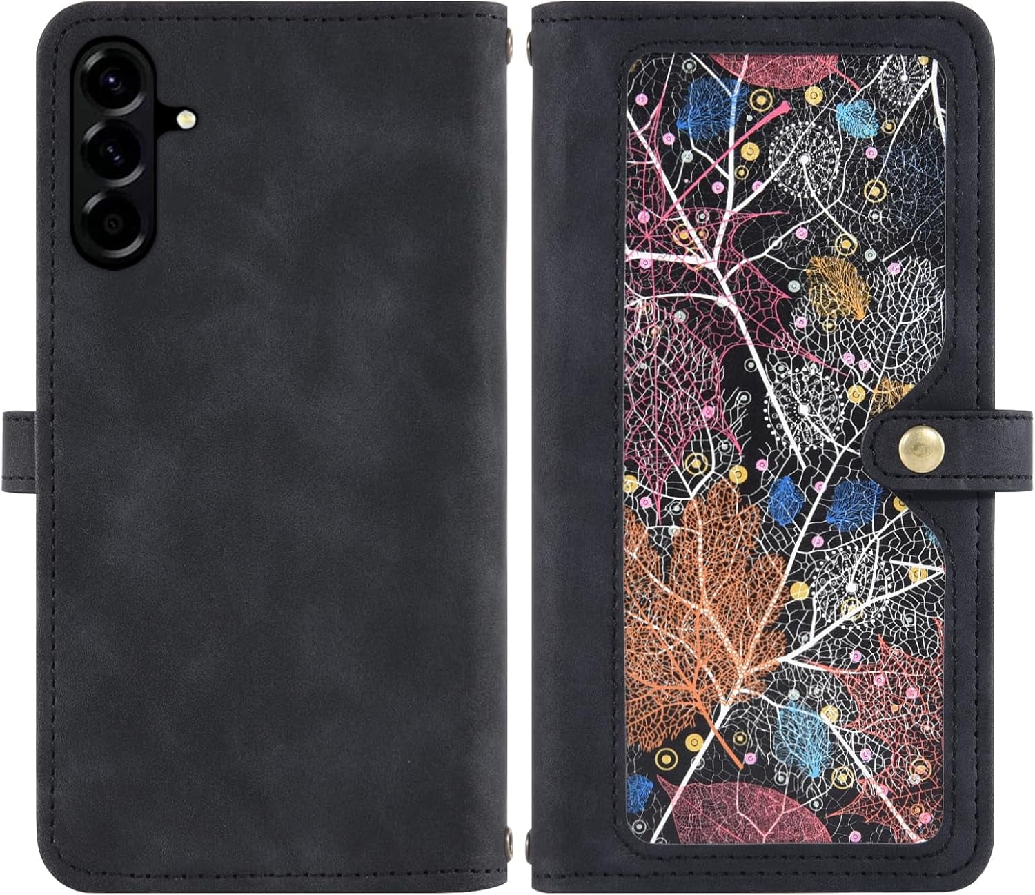Asuwish Phone Case for Samsung Galaxy A56 5G Wallet Cover With Tempered Glass Screen Protector Crossbody Wrist Strap Flip Pattern Zipper Credit Card Holder Stand Cell A 56 56A LTE Women Men Black