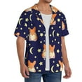 thumbnail image 4 of Disketp Men's Hawaiian Corgi Lying With Moons And Stars Print Shirts Button Down Holiday Beach Shirts-Small, 4 of 7