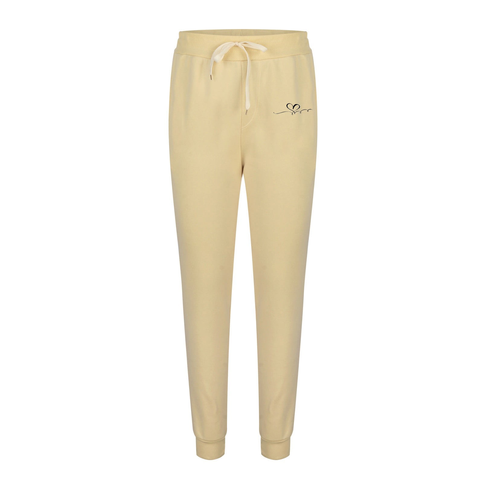 Jogger Sets for Women 2 Piece Baggy Fit Funny Heart Print Track Suits Soft Solid Color Sweatsuits Set with Pockets