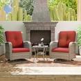 thumbnail image 2 of Meetleisure Outdoor Swivel Rocker Wicker Patio Chairs Sets of 2 With Table, Red, 2 of 7