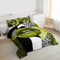thumbnail image 3 of jejeloiu Leopard Print Queen Comforter Set,White Green Black Bedding Comforter Set For Men Women Reversible 3pcs, 3 of 8