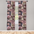 thumbnail image 3 of Ambesonne Tropical Curtains, Jumble Flowers Top View, Pair of 28"x84", Dried Rose Violet Blue, 3 of 5