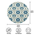thumbnail image 3 of 15.4" Round Placemat Set of 1 Polyester Fabric Place Mats Non-Slip Dining Kitchen Table Mats for Kitchen Party Decor Blue Symmetrical Floral Pattern, 3 of 5