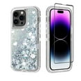 thumbnail image 1 of NIFFPD iPhone 14 Pro with Screen Protector, Bling Glitter Quicksand Sparkle Clear & Shockproof Protective Cover iPhone 14 Pro 6.1" Silver, 1 of 6