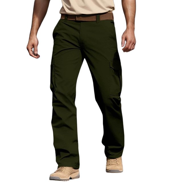 Men's Casual Cargo Pants - Elastic Waist Drawstring, Zipper Pockets, Solid Color - Outdoor Sport Training Trousers, Spring Summer - S-XXXXXL