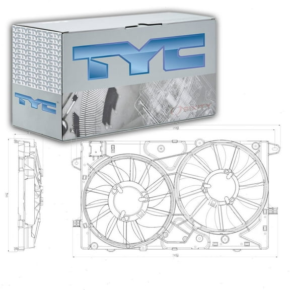TYC Dual Radiator & Condenser Fan Assembly compatible with Chevrolet Impala 2.5L L4 2014-2016