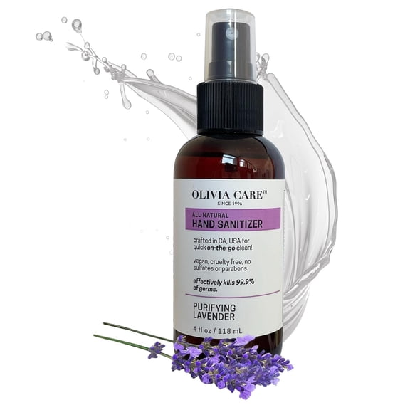 Olivia Care Alcohol-Based Hand Sanitizer with Lavender Essential Oil, Moisturizing Hand Sanitizer Spray, Travel Size, 4 fl oz