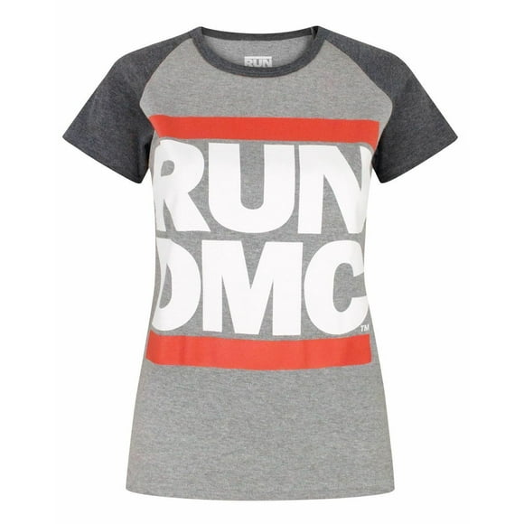 Run DMC T-Shirt à Manches Courtes Raglan Gris pour Femmes