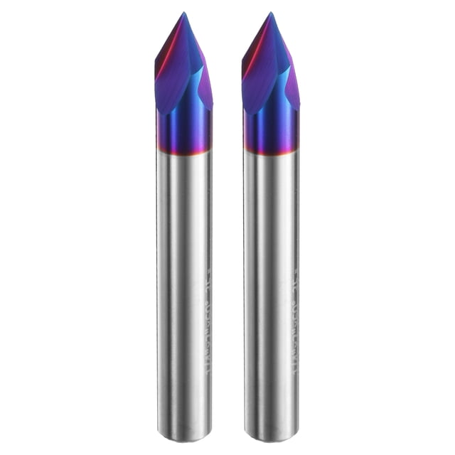 Unique Bargains V Groove Router Bit 60 Degree 1/4" Shank with Nano Coating CNC Bits 2packs