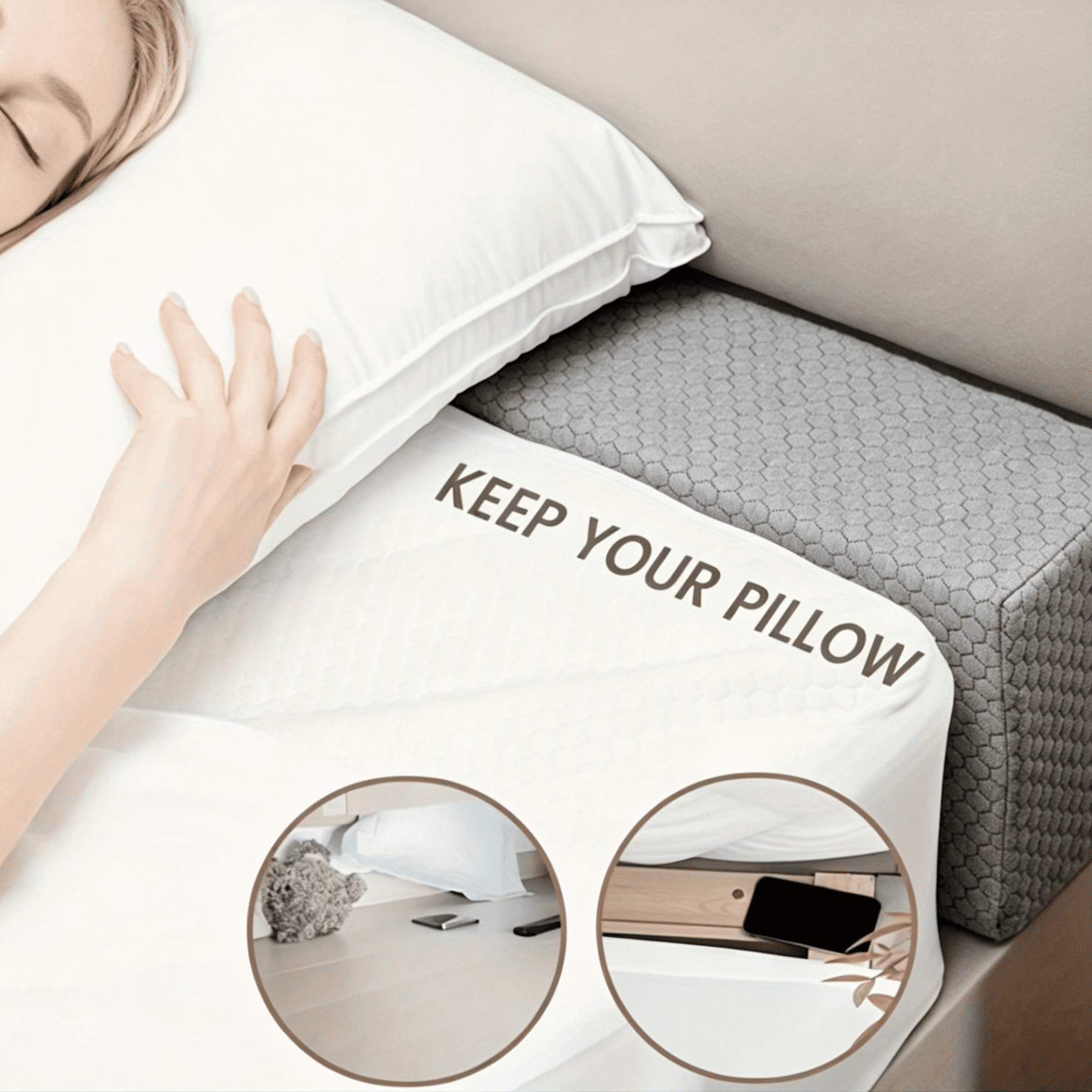 Oaskys Soft Square Headboard Wedge Pillow – High Rebound Ergonomic Support Memory Foam Cushion, King Queen Size Gap Filling for Bed and Sofa, Gray