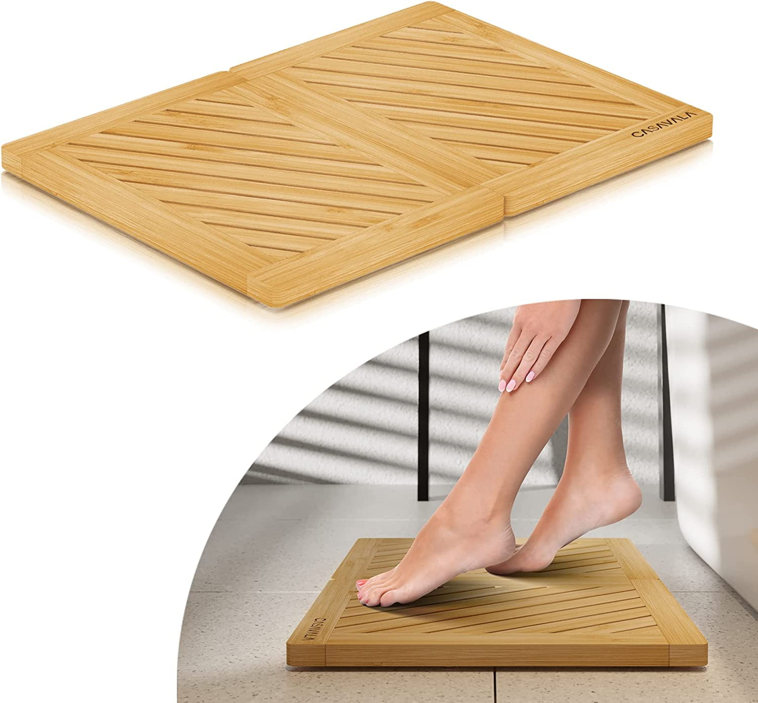 Bamboo Bath Mat Elegant Bamboo Shower mat, Wood Bath mat, Sturdy Non
