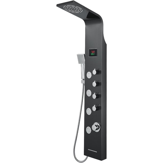Rainfall Waterfall Shower Panel Tower System Stainless Bathroom Shower Tower with Rain Body Massage Jets and Sets Handheld Shower Shower Cloumn Wall Mounted