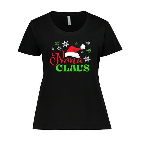 Inktastic Nana Claus with Christmas Santa Hat and Snowflakes Women's Plus Size T-Shirt