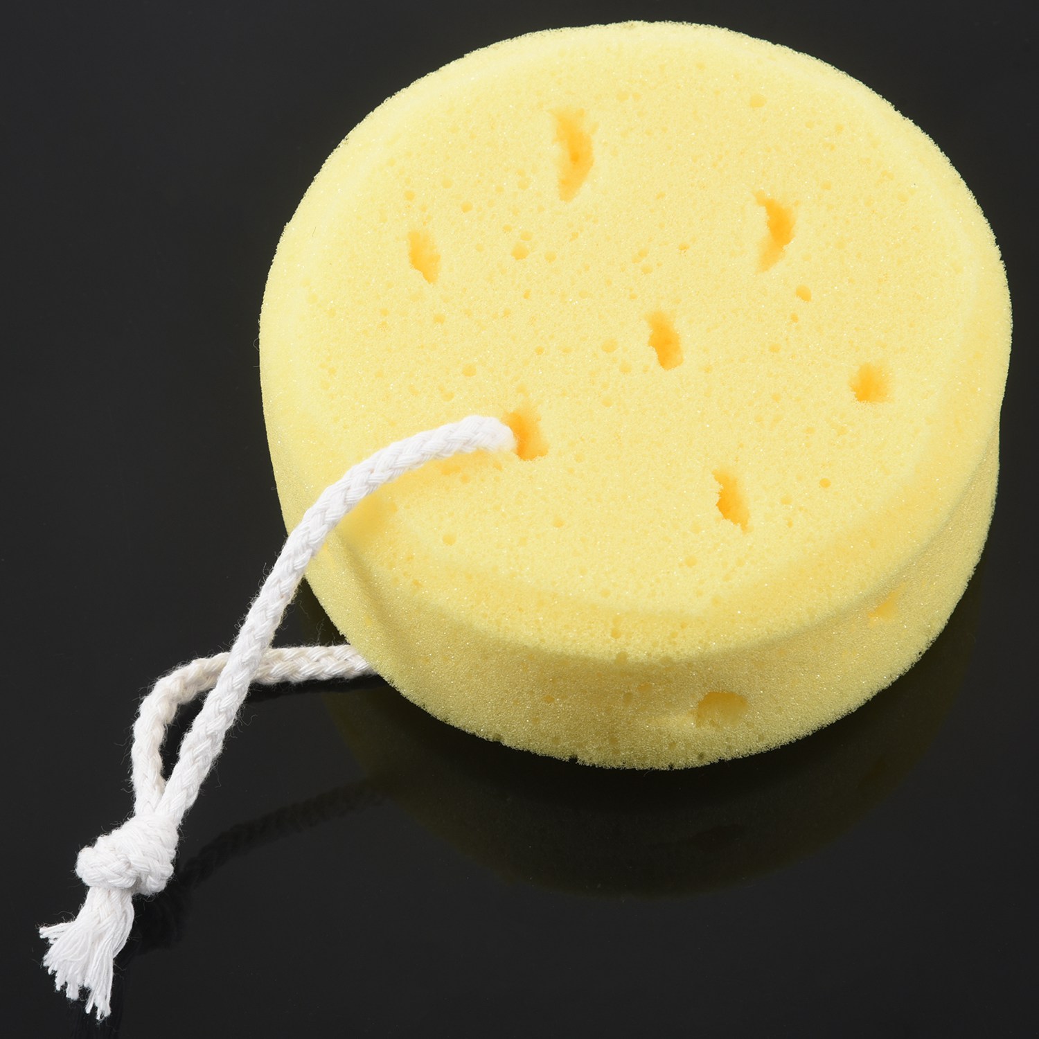 Bath Shower Body Clean Puff Soft Sponge Yellow w Loop