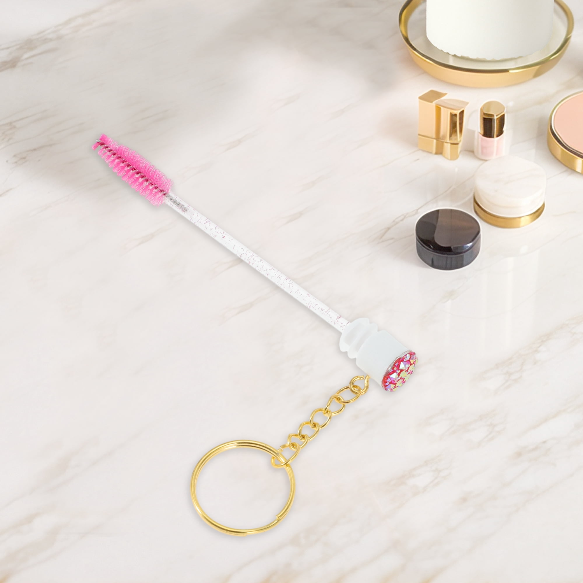 Unique Bargains 1 Pc Durable Eyelash Brush in Tube Design with Gold-Tone Buckle Rose Red
