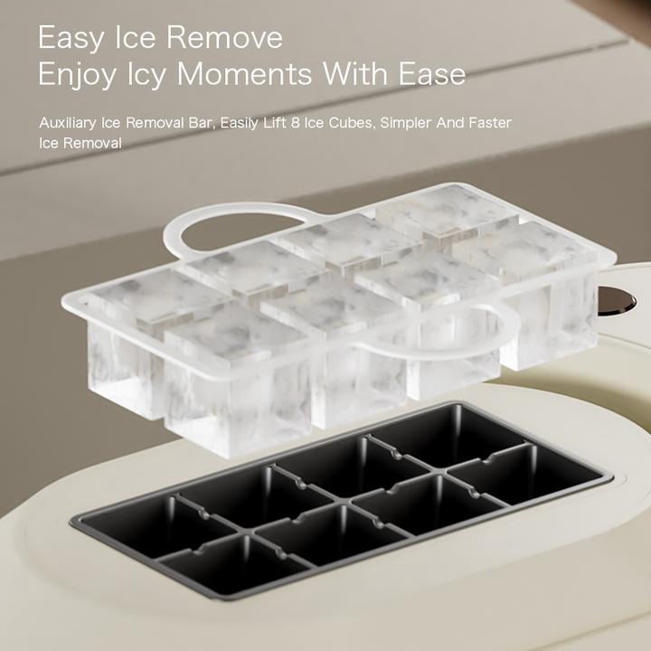 Countertop Portable Small Mini Ice Makers - 8 Ice Cubes Ready in 15 Mins, DIY Ice Making & Easy Ice Release, Suitable for Home, Kitchen, RV & Camping(White)