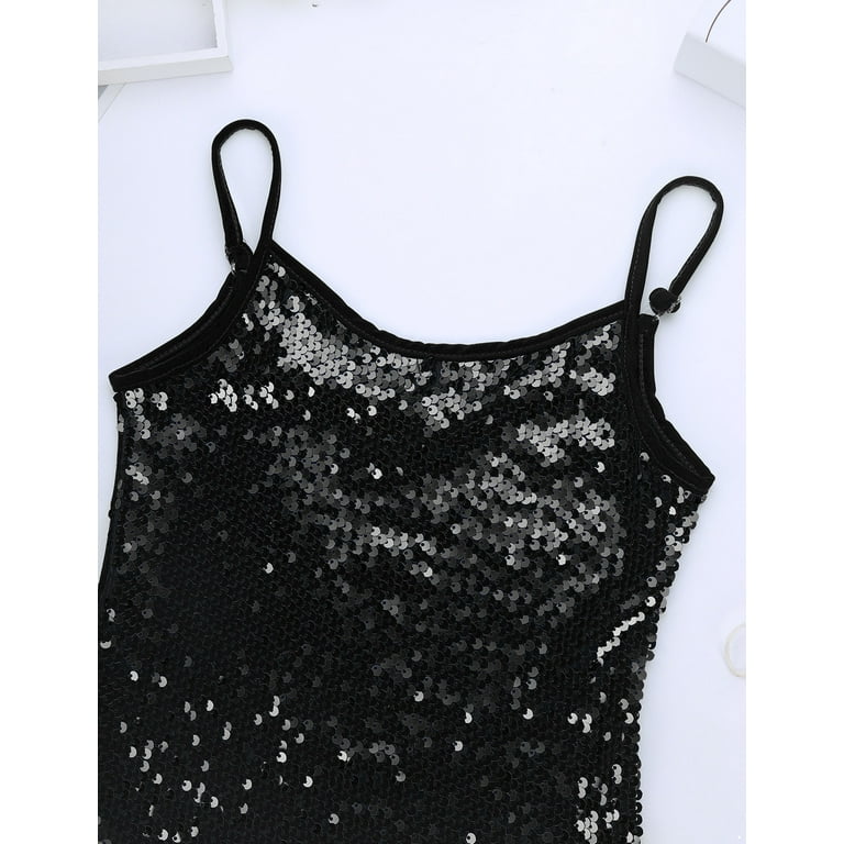Jowowha Big Girls Sparkle Sequins Dance Top Vest Sleeveless