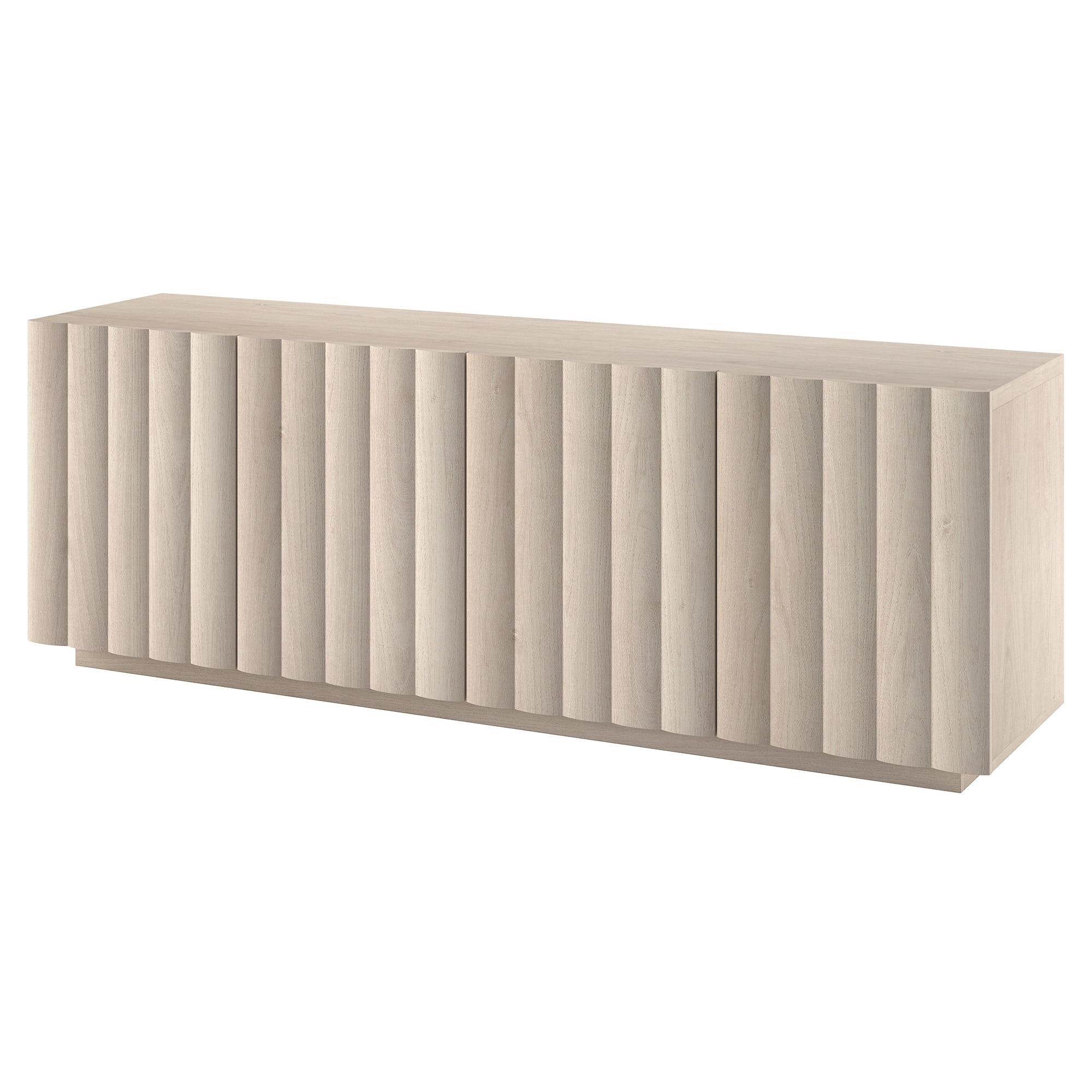 Evelyn&Zoe Molly Rectangular Fluted TV Stand for TV's up to 75" in Alder White