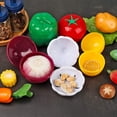 thumbnail image 4 of 5 Pcs Green Pepper, Lemon, Garlic, Tomato & Onion Food Savers Fruit Vegetable Storage Containers/ Keeper/Holder/Box for Fridge,Reusable Plastic Refrigerator Vegetable Crisper,BPA FREE, 4 of 7
