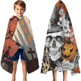 thumbnail image 3 of Spooky Halloween Scene Pattern Hooded Bath Towel，60"x35" for Ages 3 To 12 Kids, Quick Dry Lightweight Soft Microfiber Hood Beach Towel Cover Up for Kids, 3 of 7