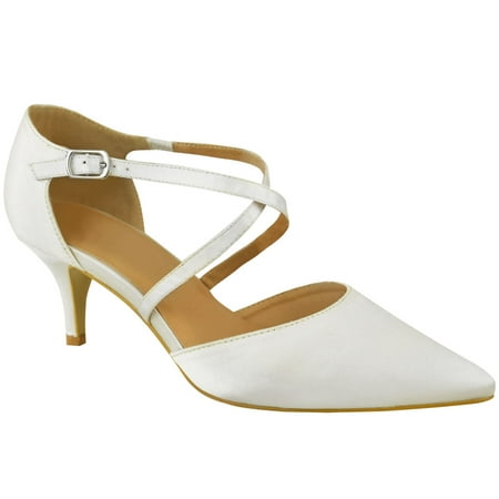 

Fashion Thirsty Womens Ladies Court Shoes Ankle Strap Low Kitten Heel Shoes