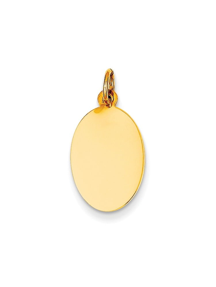 20mm x 9mm Solid 14k Yellow Gold Plain .011 Gauge Engravable Oval Disc Charm Pendant 20mm x 9mm Solid 14k Yellow Gold Plain .011 Gauge Engravable Oval Disc Charm Pendant