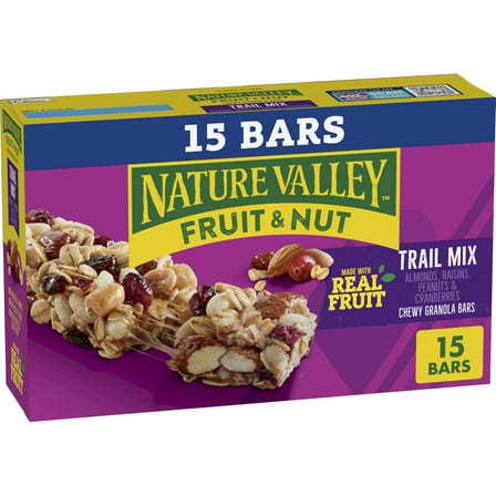 Nature Valley Chewy Fruit RRF12 and Nut Granola Bars, Trail Mix, 15 Bars, 18 OZ