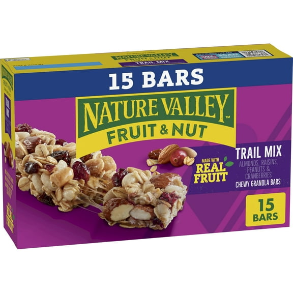 Nature Valley Chewy Fruit RRF12 and Nut Granola Bars, Trail Mix, 15 Bars, 18 OZ