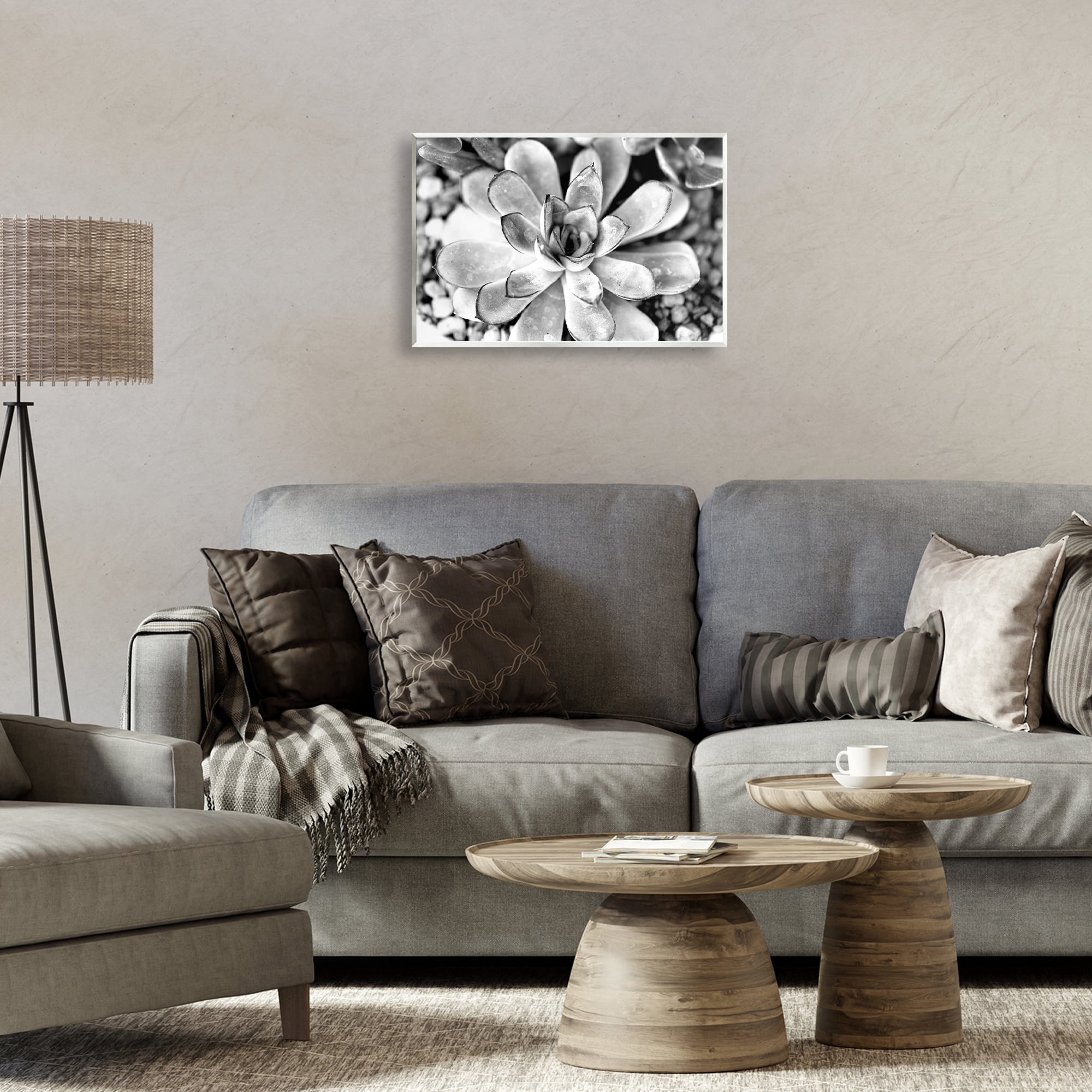 Stupell Industries Monochrome Succulent Leaves Botanical & Floral Photography Unframed Art Print Wall Art, 19 x 13