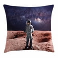 thumbnail image 1 of Galaxy Throw Pillow Cushion Cover, Brave Astronaut Standing on Red Planet Mars Rocky Stone Surface Nebula Print, Decorative Square Accent Pillow Case, 24 X 24 Inches, Rusty Red Tan Blue, by Ambesonne, 1 of 2