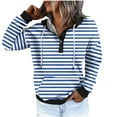 thumbnail image 4 of Scyoekwg Women'S Sweatshirts Fall Hoodies Casual Hooded Button Drawstring Sweatshirt Pocket Long Sleeve Trendy Pullover Tops Striped Printed Graphic Sweatshirt (Light Blue,XL), 4 of 5