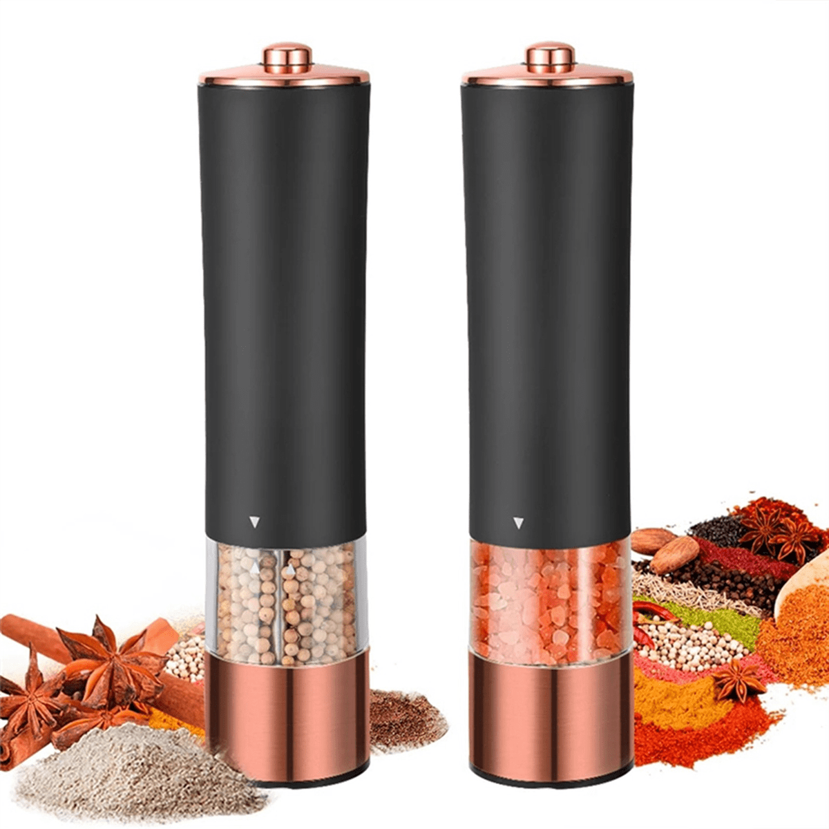 4Pcs Automatic Salt Pepper Grinder Electric Spice Mill Battery Powered Adjustable Coarseness Pepper Mill Kitchen -White