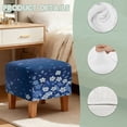 thumbnail image 7 of SCRAWLGOD Floral Print Navy Blue Ottoman Cover Square Storage Ottoman Slipcover Thick Stretchable Footrest Stool Covers with Elastic Band for Pets, Machine Washable, 7 of 7