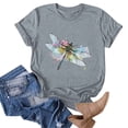 thumbnail image 4 of Hauts d'Été pour Femmes, Blouses Décontractées Élégantes 2024, T-Shirts Mode Décontractée Imprimé Col Rond Manches Courtes T-Shirt Gris, 4 of 5