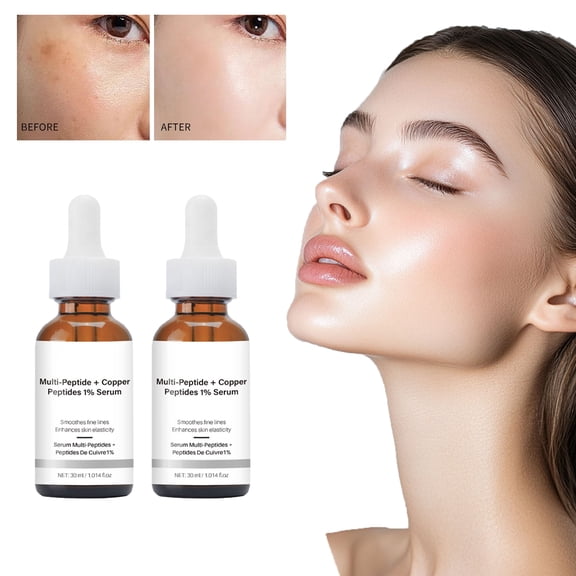 ONLYEOR 2pcs Copper Peptides Serum for Face, Anti-Aging Serum for Fine Lines and Skin Elasticity 30ml