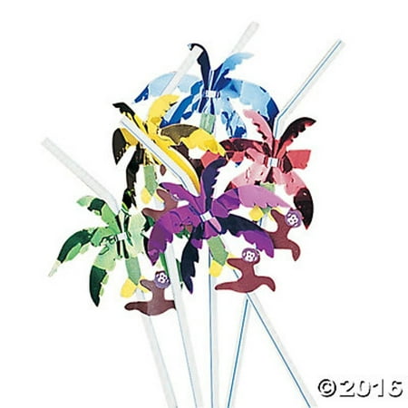 Oriental Trading Christmas Tree Monkey Straws Monkeys in Metallic Trees Party Straws 12dz, Monkey Straws in Metallic Tree Straws By Oriental Trading ()