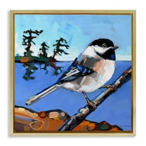 Stupell Industries Swallow Bird Perched Birds Painting Gold Floater Framed Canvas Art Print Wall Art, 18 x 18