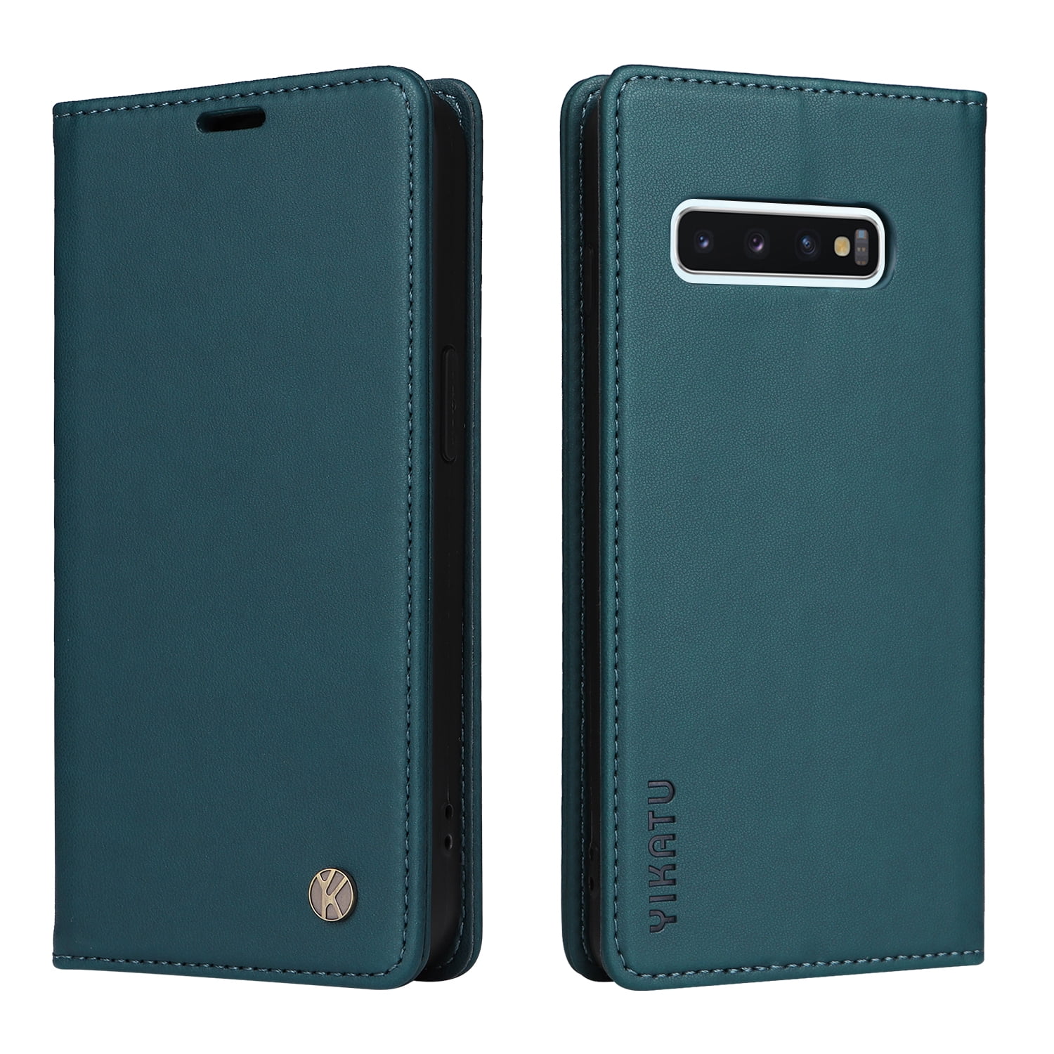 Wallet Case for Samsung Galaxy S10, Kickstand and 2 Card Slots, Shockproof and Scratch Resistant, Blue