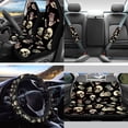 thumbnail image 2 of Jeiento Skeleton Car Seat Covers Set of 13 Car Seat Belt Pad Cover Steering Wheel Cover Car Trash Can Rear View Mirror Cover Car Cup Coasters Keychains Chapstick Holder Universal Fit, 2 of 7