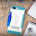 thumbnail image 3 of Case for iPhone 8 Plus, White/Turquoise Tri-Shield Rugged Cover [with Kickstand + Credit Card Wallet Slot + Wrist Strap] for Apple iPhone 8 Plus, iPhone 7 Plus, 3 of 5