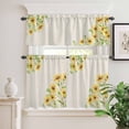 thumbnail image 2 of 3 Piece Kitchen Curtains and Valances Set Yellow Daisy Flowers Cafe Curtains 36 Inch Length Spring Summer Rustic Garden Floral Valance & Tier Curtain for Living Room Bedroom Window 54"x18"+27"x36"*2, 2 of 6