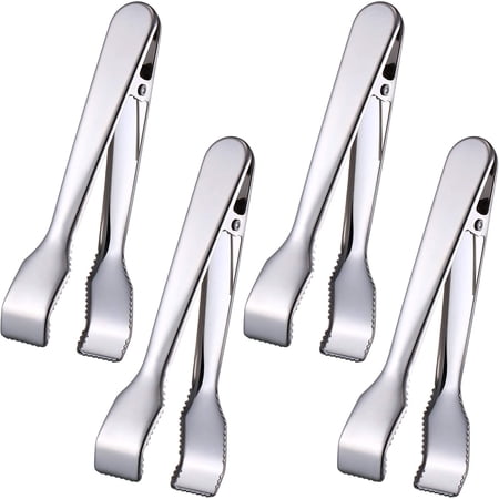Spring Ice Tong 4 Pieces Ice Tongs Stainless Steel Serving Tongs with Teeth Sawtooth ...