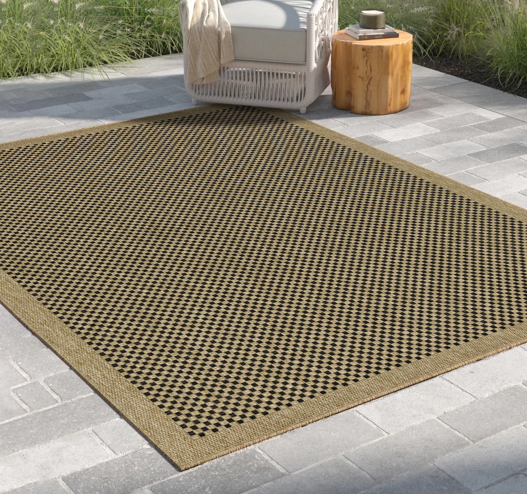Nature 1003NTL Jute/Black 2'7" x 7'3" Indoor / Outdoor Rug
