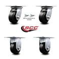 thumbnail image 2 of 4 Inch Rubber on Steel Caster Set with Roller Bearing 2 Swivel Lock and 2 Rigid, 2 of 2