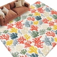 thumbnail image 2 of Summer Ocean Washable Living Room Rugs 6'x9', Watercolor Red Yellow Coral Low Pile Throw Large Area Rug Non-Slip Sturdy Edge Binding Carpet for Dining Room Kitchen Office, 2 of 9