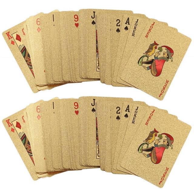 2Pc 24K Gold Playing Cards Plastic Poker Juego de Cartas Foil Pokers Pack Cards Tarjeta Impermeable