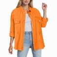 thumbnail image 2 of Towmus Casual Quilted Jackets for Women Button Down Collared Long Sleeve Shirts Frayed Hem Fall Jackets with Pockets, 2 of 6