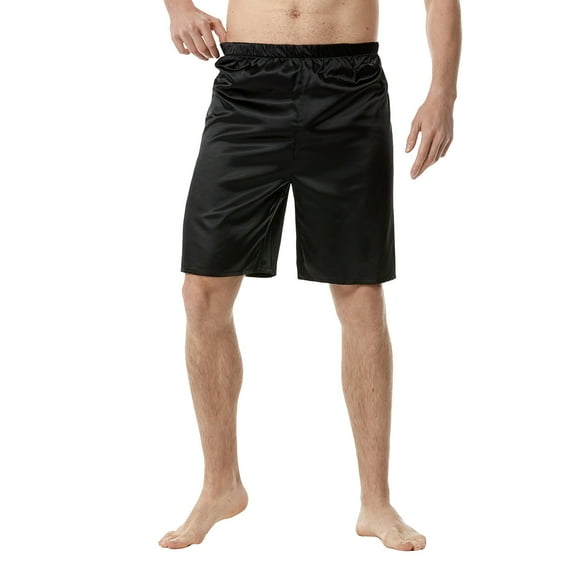 JTieacloth Mens Breathable Work Shorts Mens Summer Fashion Simple Solid Color Elastic Waist Silk Shorts Home Pants Pajamas,Black
